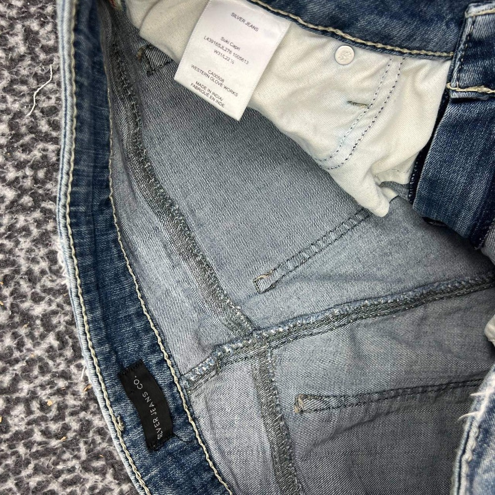 Silver Jeans Co Suki Capri Blue Denim Jeans W31 L22.5 Pockets Outdoor - Picture 7 of 10